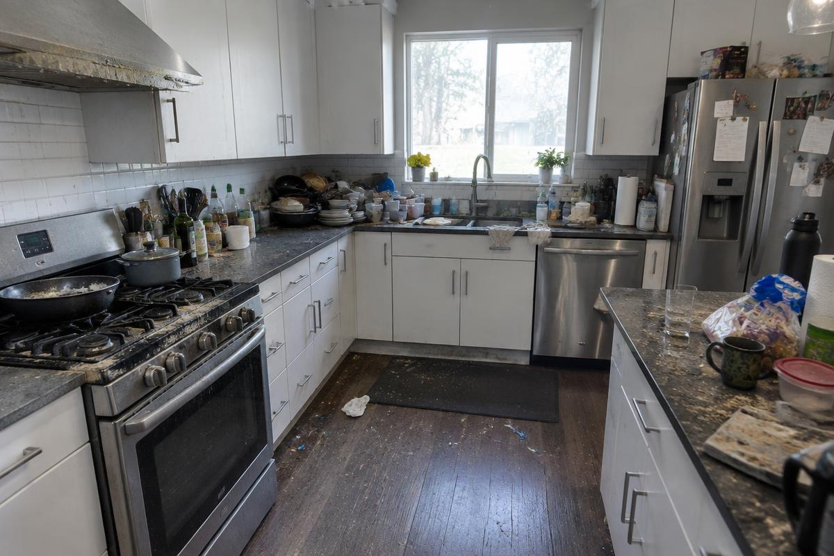 Kitchen before cleaning